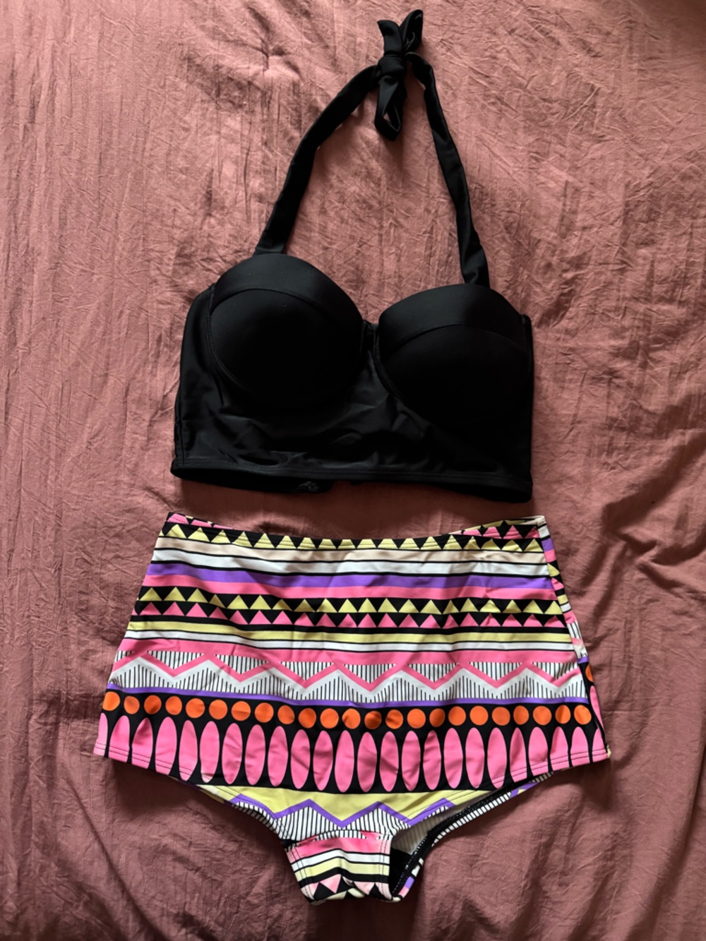 Bikini Top with Black Bandeau Bottom
